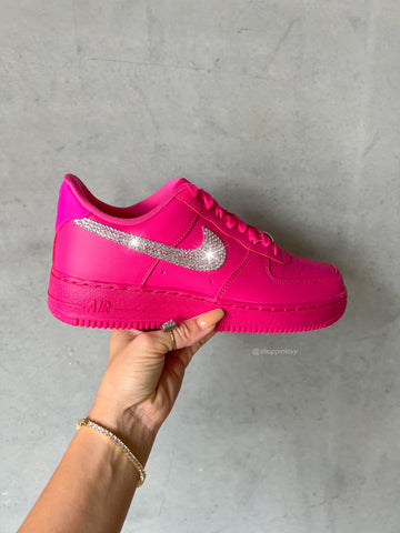 Womens Nike Air Force 1 Blue and Pink Customized Sneakers 