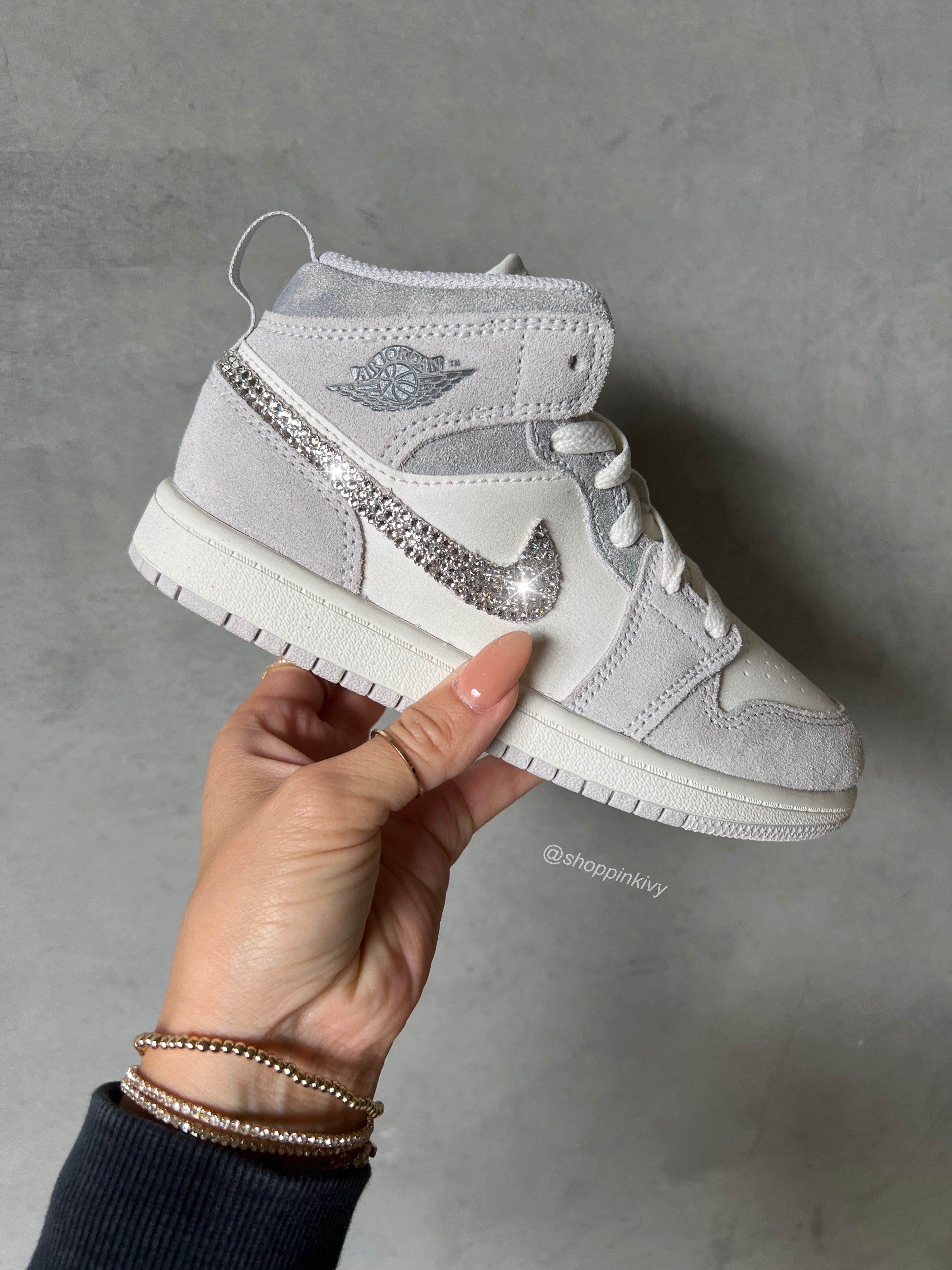 SIZE 3y Pre-School Swarovski Jordan 1 Mid
