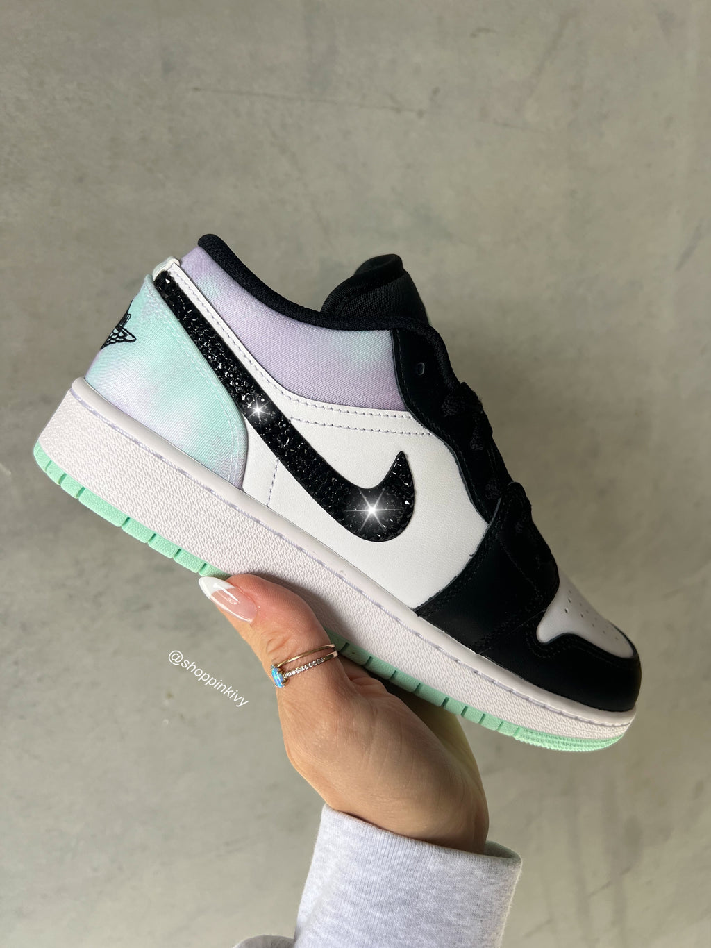 Rare Pastel Tie Dye Swarovski Women’s Air Jordan 1 Low Shoes