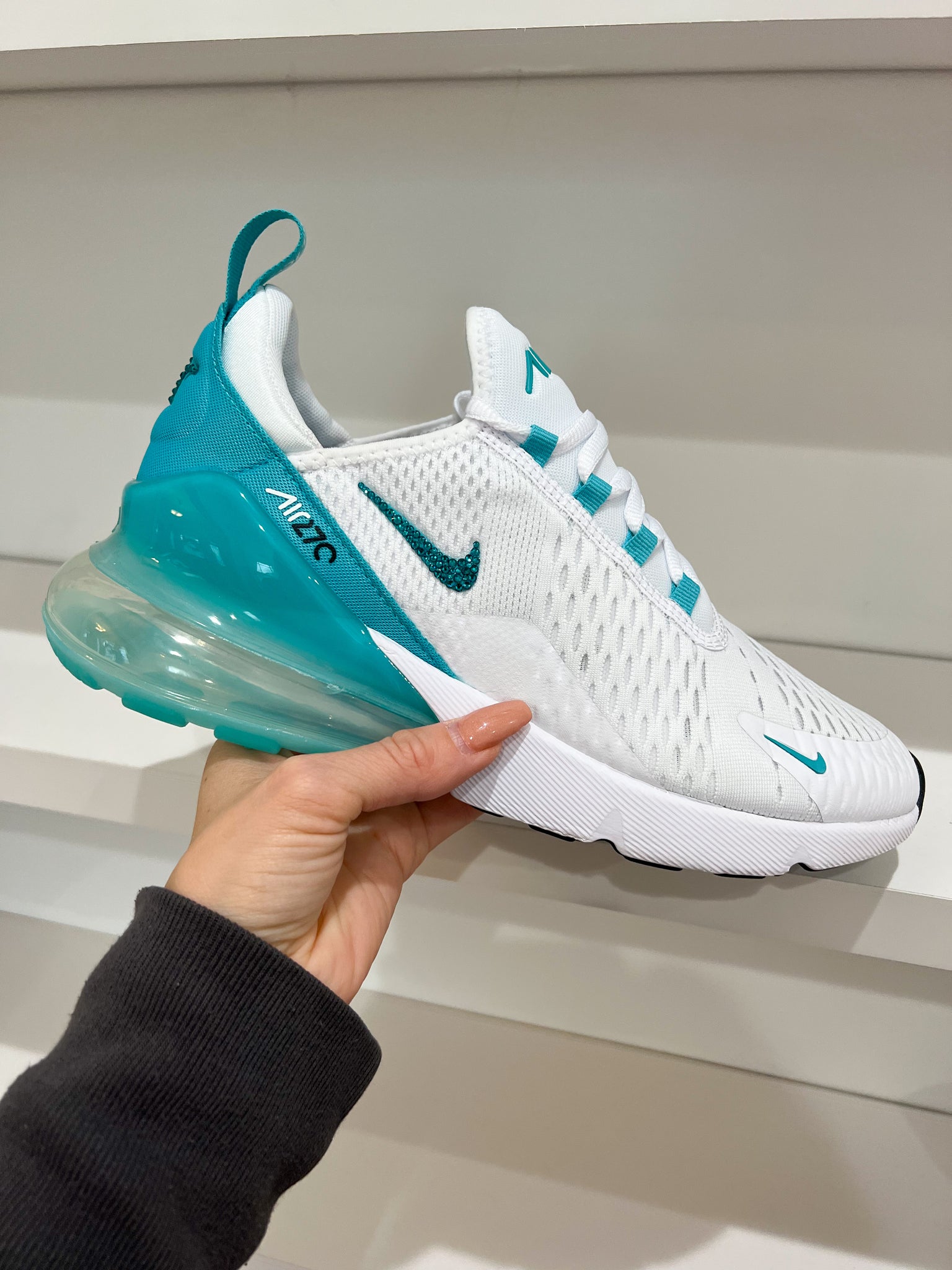 Teal Swarovski Women s Nike Shoes Air Max 270 Pink Ivy