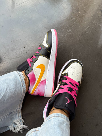Pink Tie-Dye Swarovski Women’s Air Jordan 1 Low Shoes
