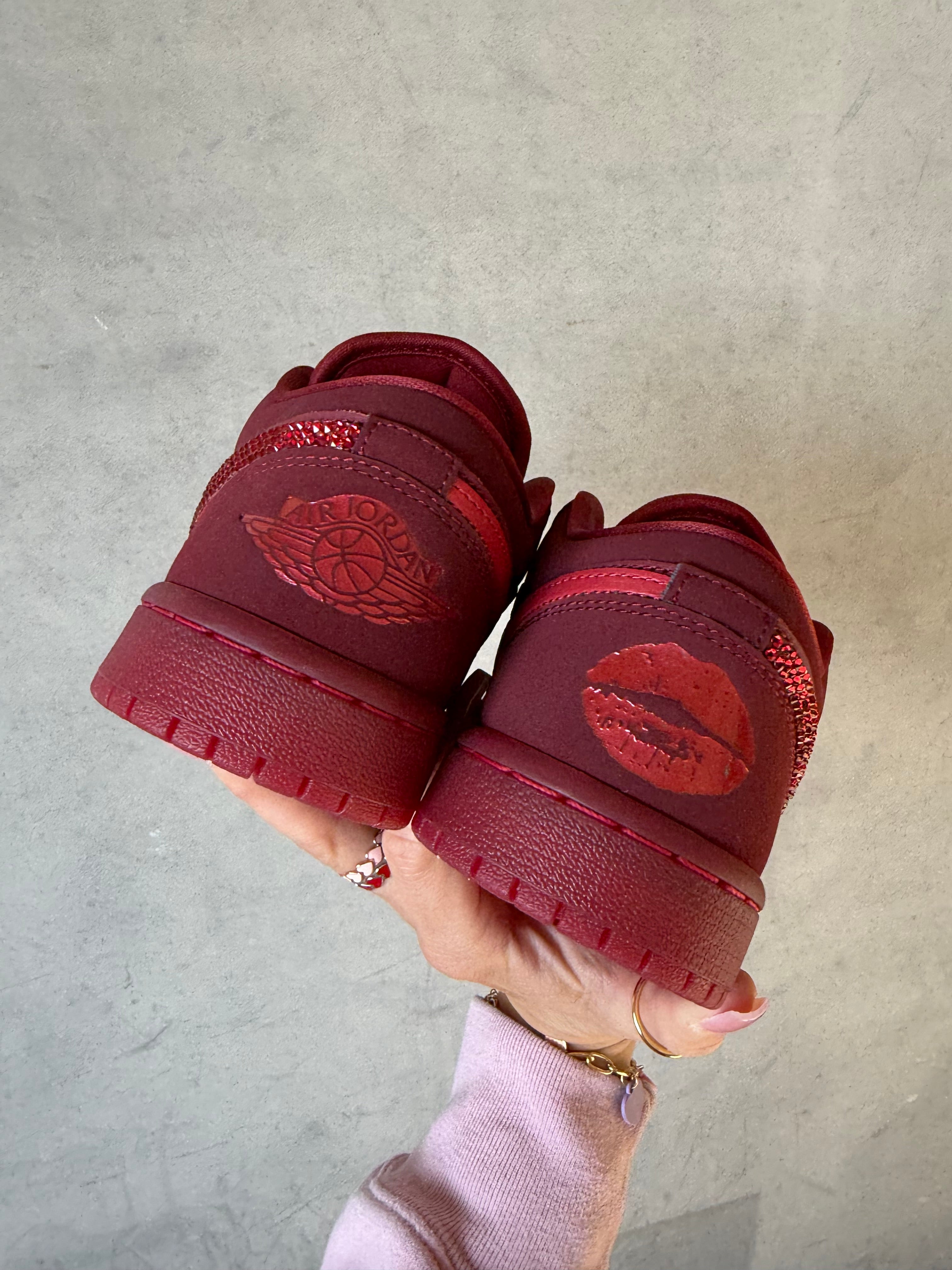 2026 Valentine’s Edition Red Swarovski Women’s Air Jordan 1 Low Shoes