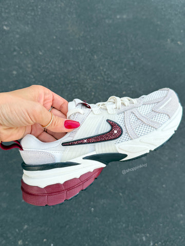 Winter White Burgundy Swarovski Womens Nike Shoes