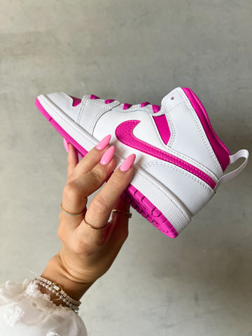 Hot Pink Baby Toddler Pre-School Swarovski Jordan 1 Mid