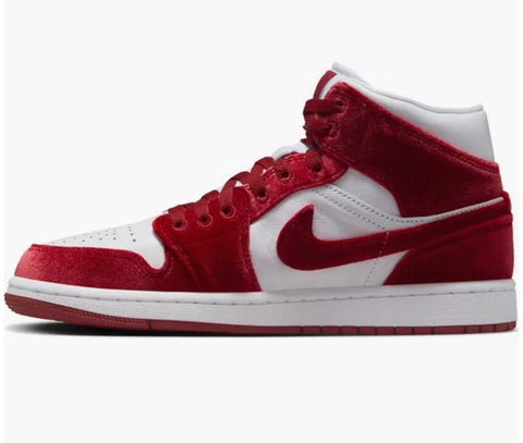 Pre-Order Red Velvet Swarovski Womens Nike Air Jordan 1 Mid Shoes