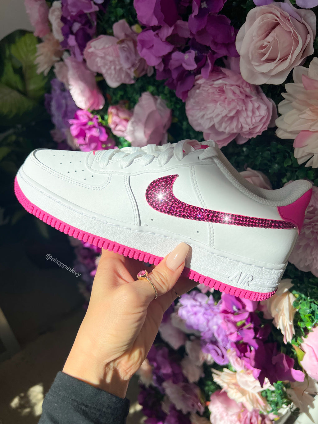 Hot Pink Swarovski Women’s Air Force 1 Low Shoes