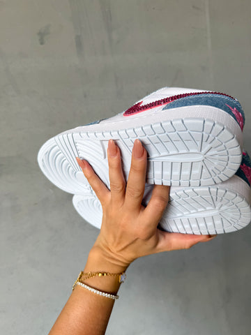 Barbie Pink Denim Swarovski Women’s Air Jordan 1 Low Shoes