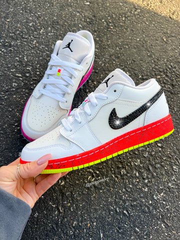 RARE Neon Graffiti Swarovski Women’s Air Jordan 1 Low Shoes