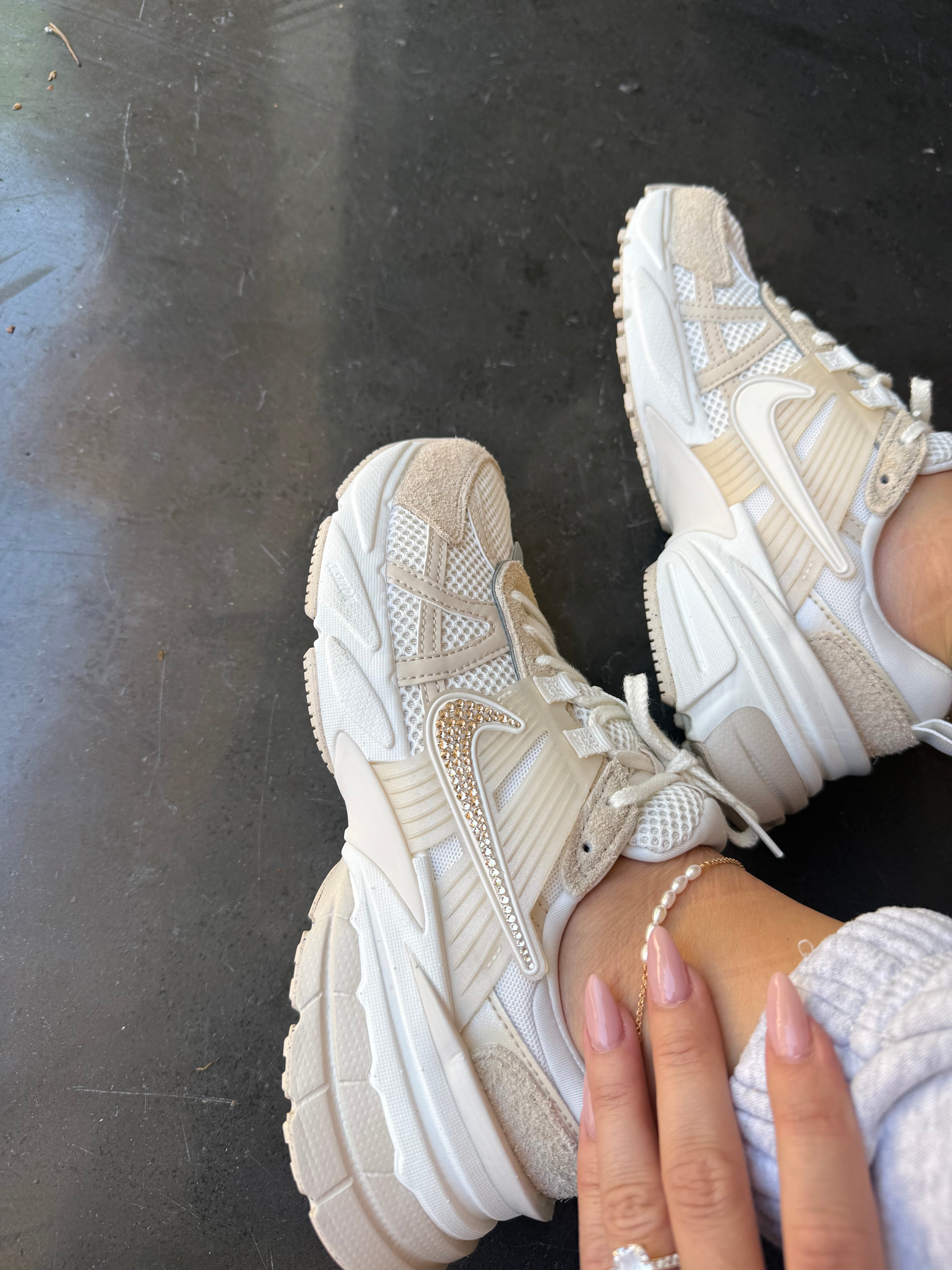 Neutral Cream Tan Swarovski Womens Nike Shoes