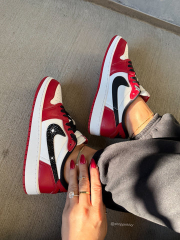 Winter Cranberry Swarovski Women’s Air Jordan 1 Low Shoes