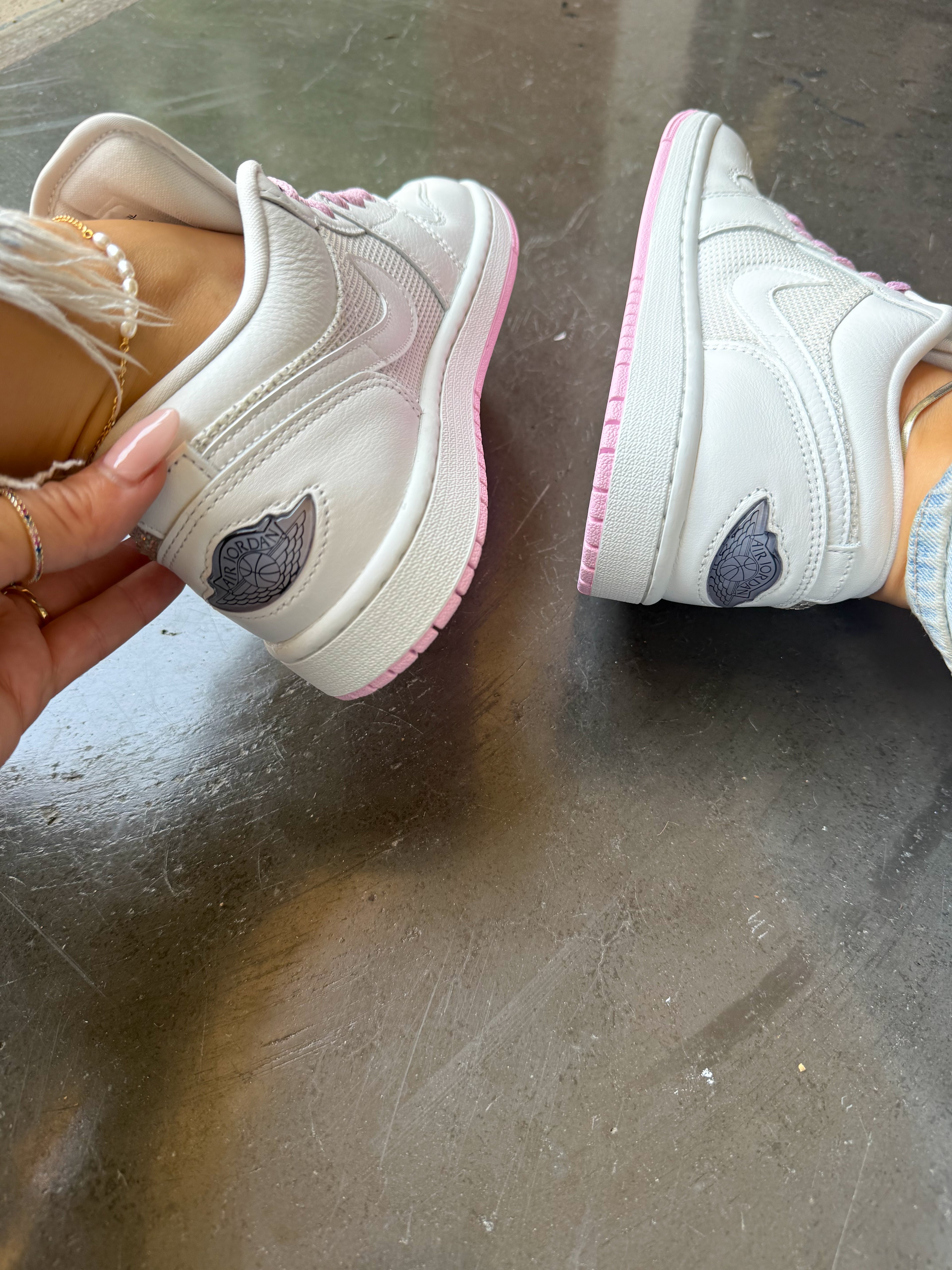NEW Pink Bottom Swarovski Women’s Air Jordan 1 Low Shoes