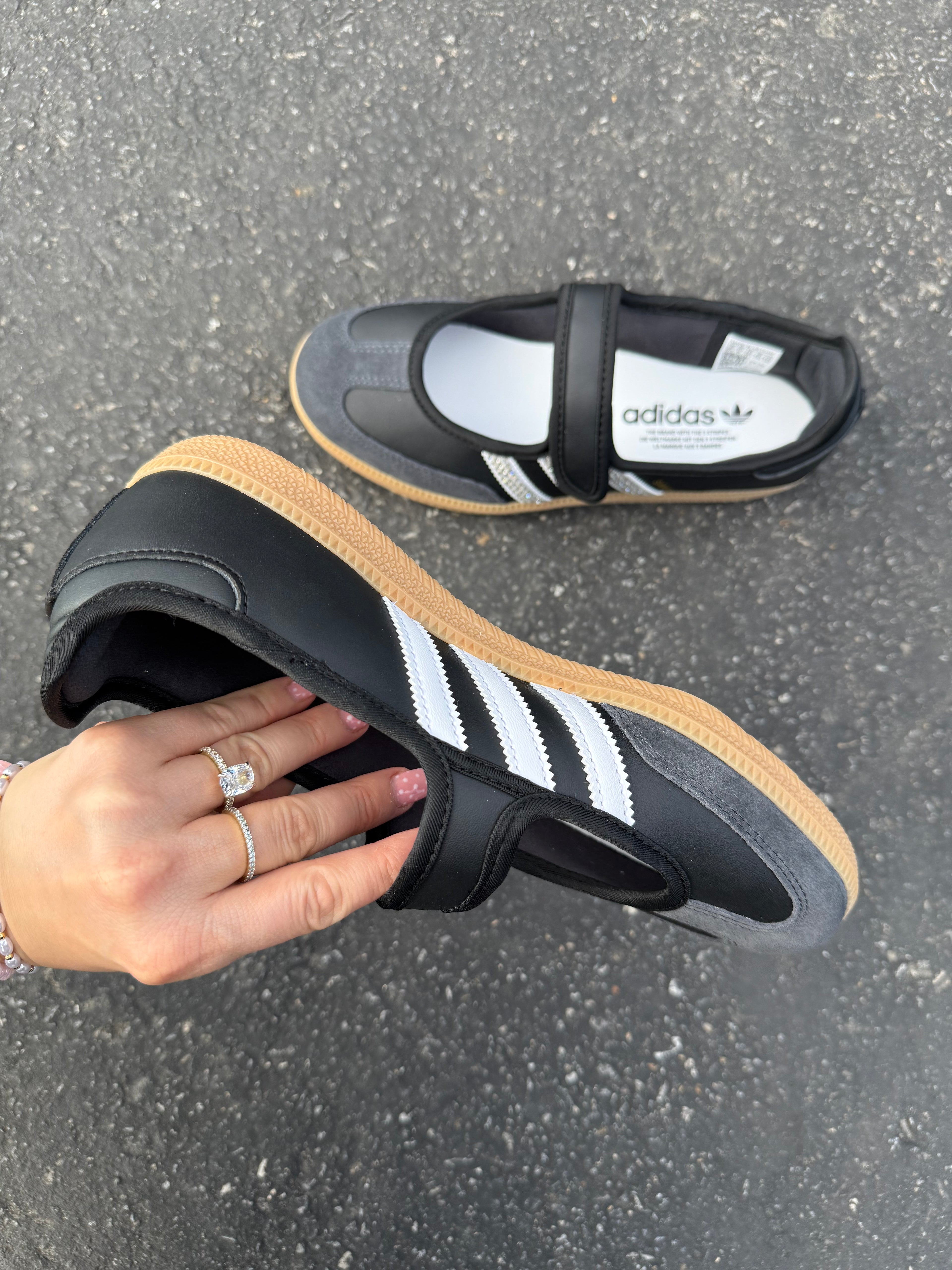Black White Swarovski Adidas Samba Jane