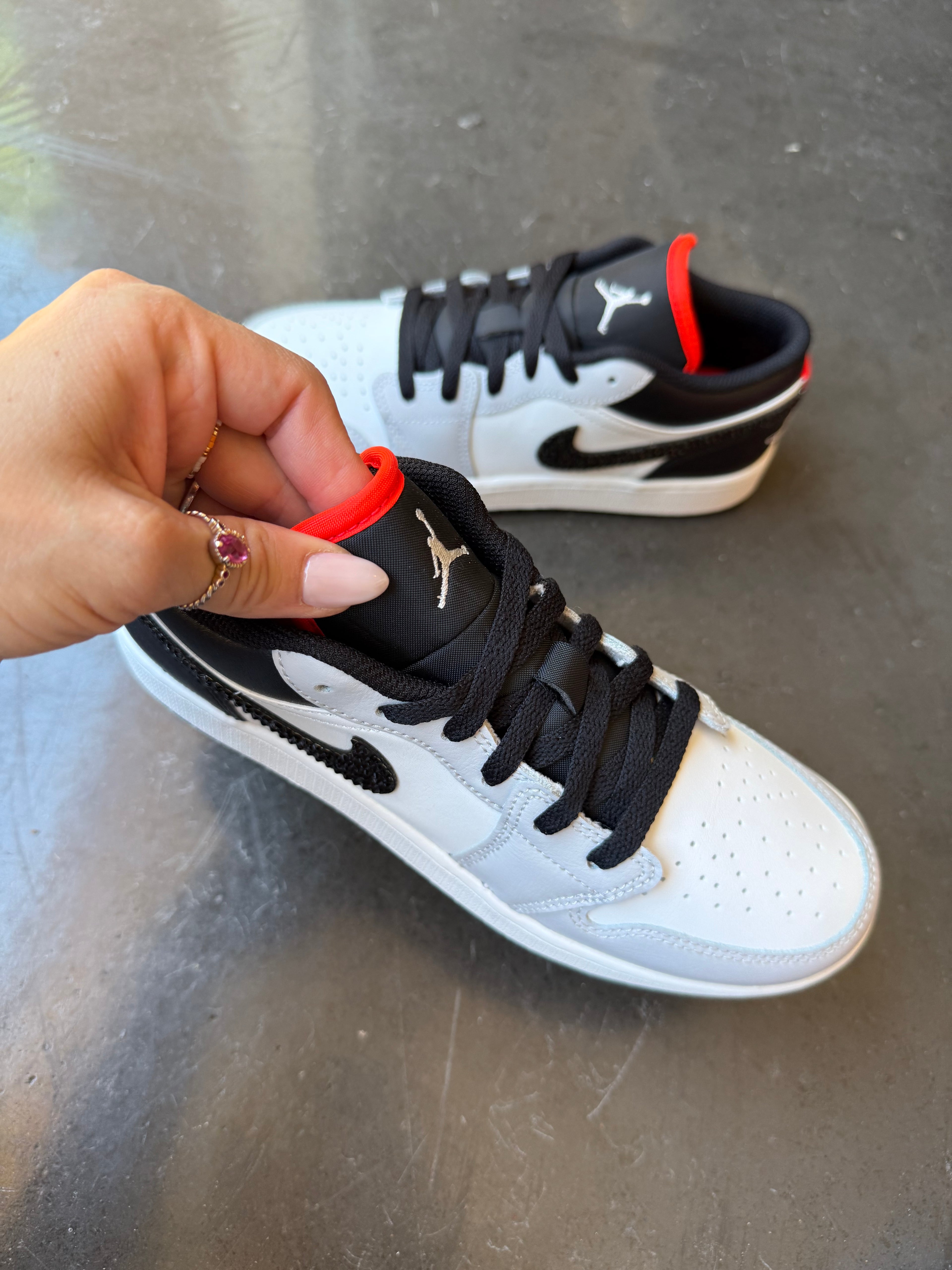 White Black Gray Swarovski Women’s Air Jordan 1 Low Shoes