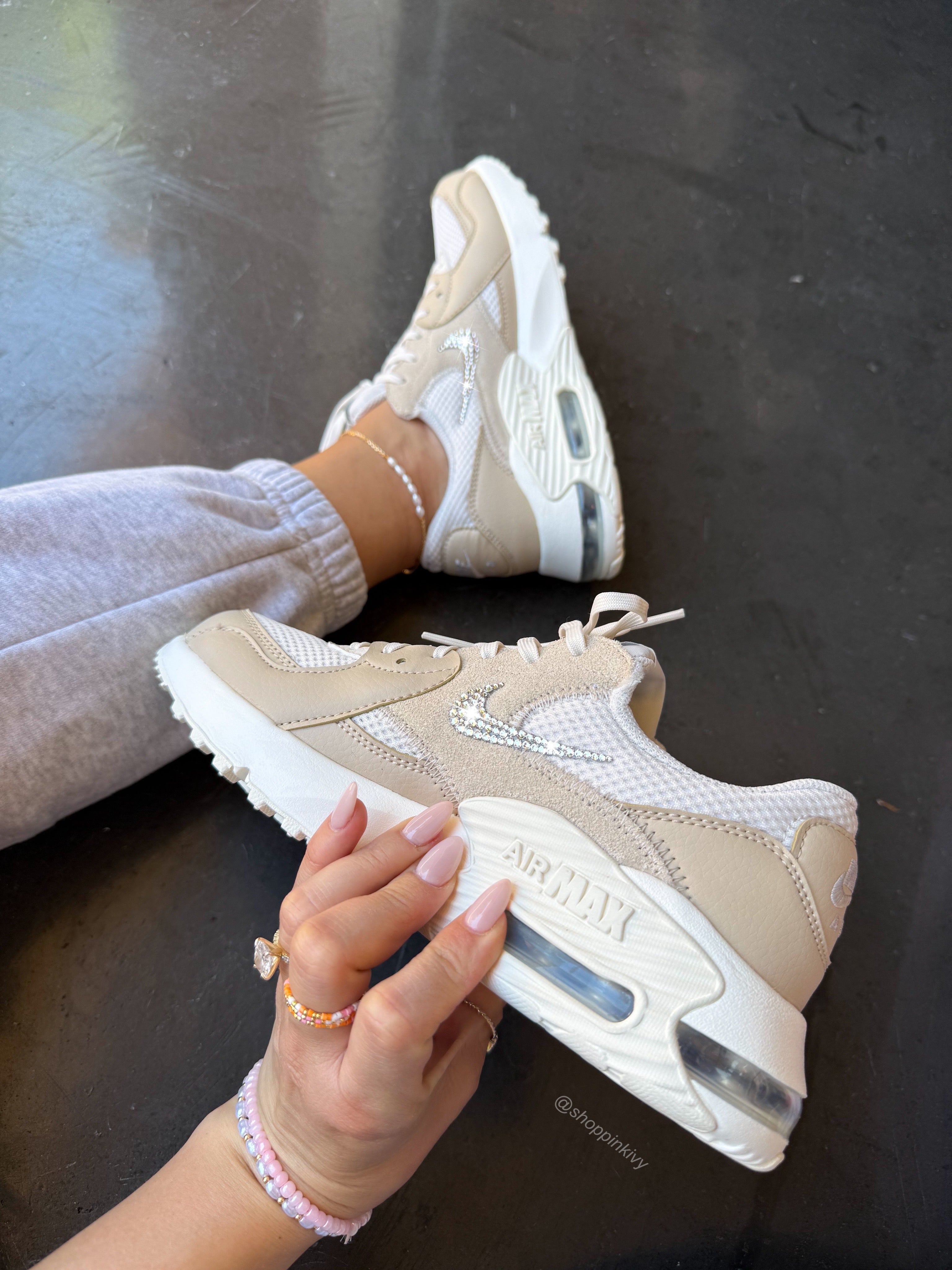 NEW Cream Sand Nike Swarovski Womens Nike Air Max