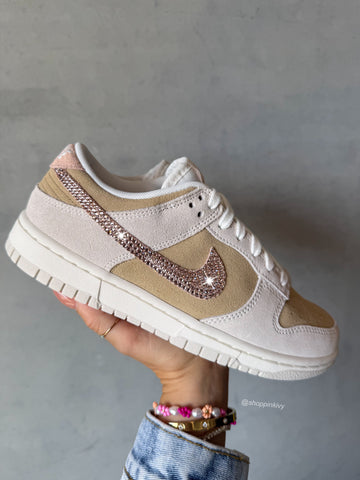 ✨NEW✨ Neutral Sand Pink Swarovski Womens Nike Dunk Shoes