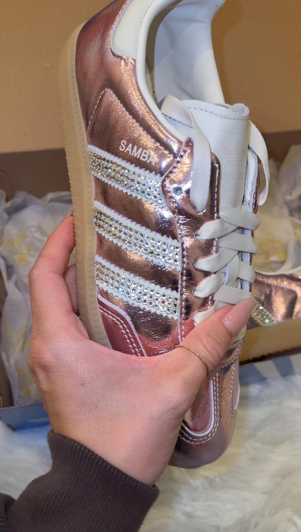 Pink Metallic Swarovski Adidas Samba