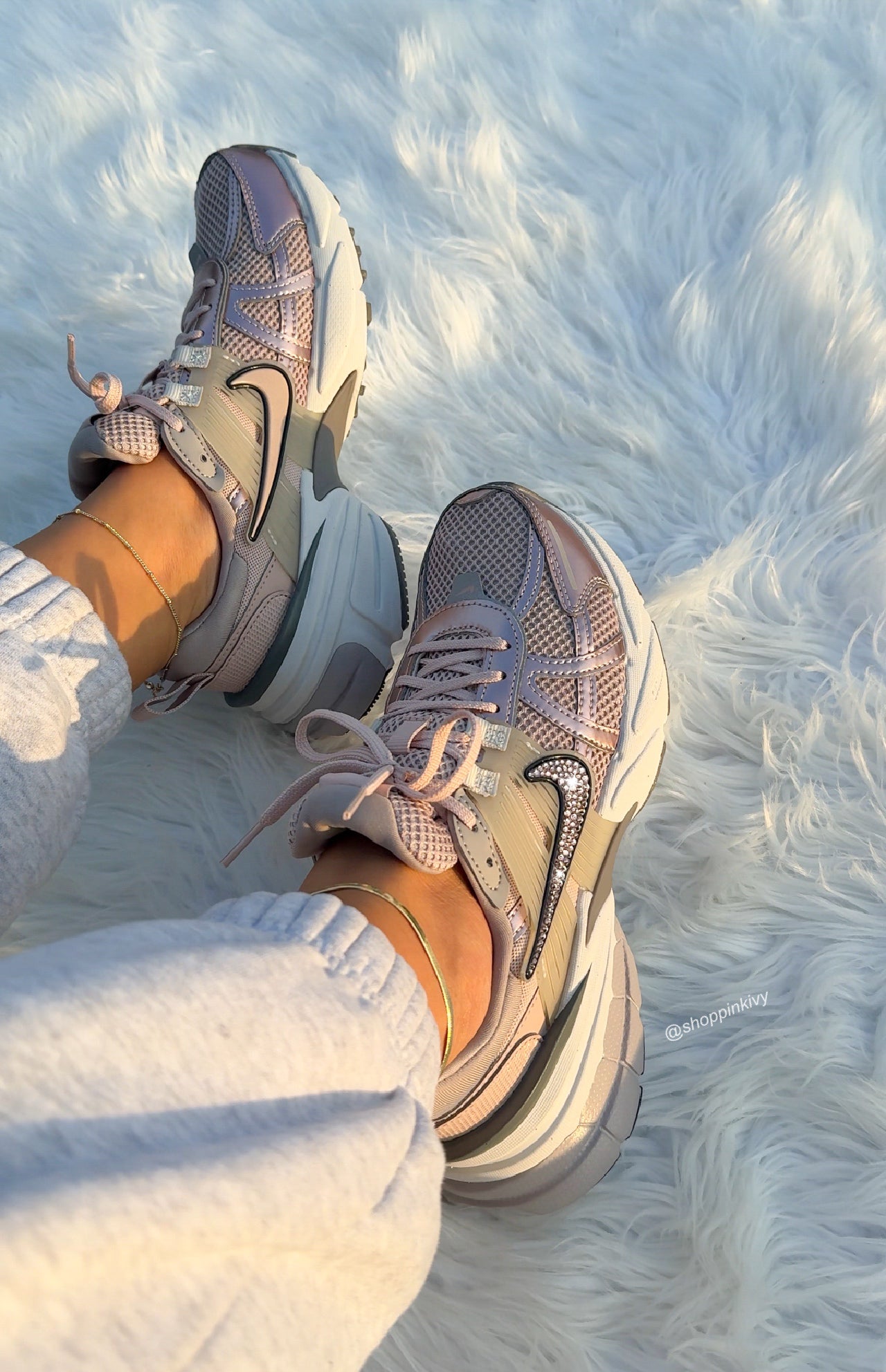 ✨NEW✨ Rose Gold Swarovski Womens Nike Shoes