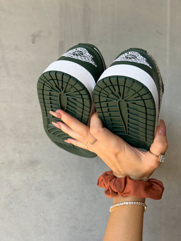 Evergreen Swarovski Women’s Air Jordan Retro 1 Low Shoes