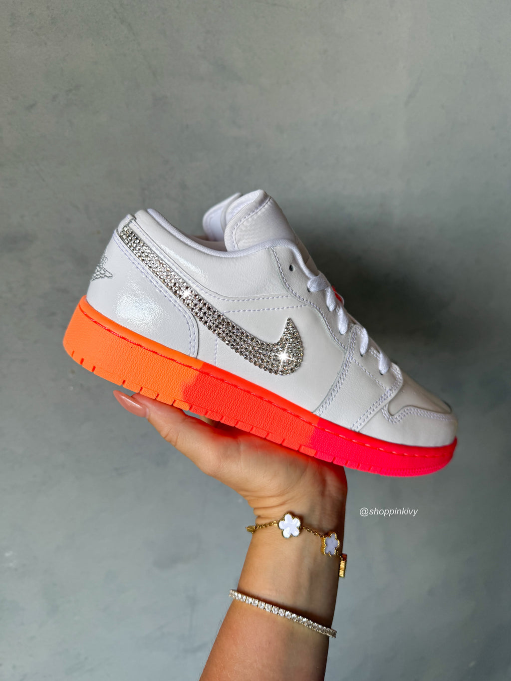 RARE Sunrise Ombré Swarovski Womens Air Jordan 1 Low Shoes