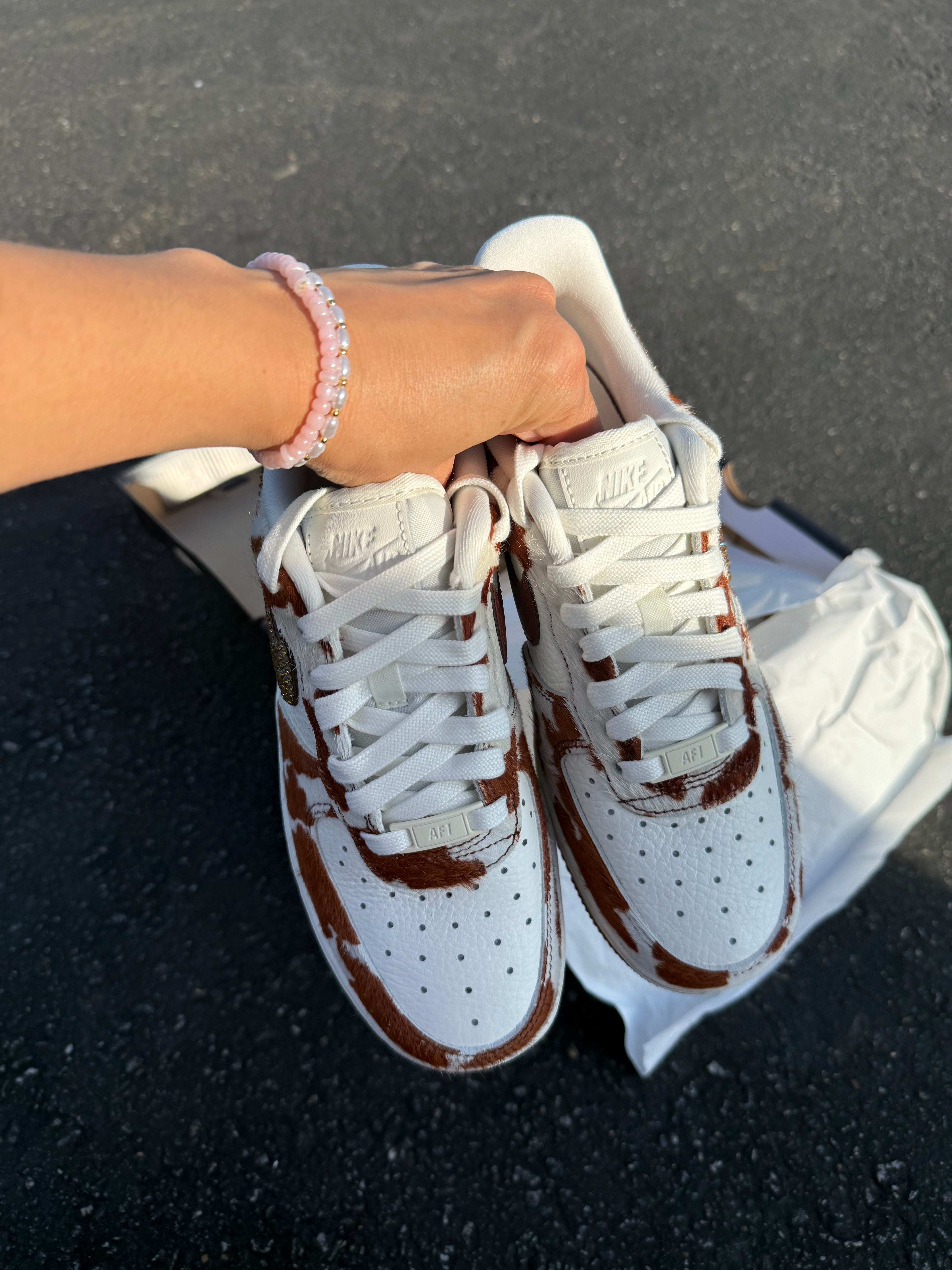 Cowgirl Cow Print Swarovski Womens Nike Air Force One