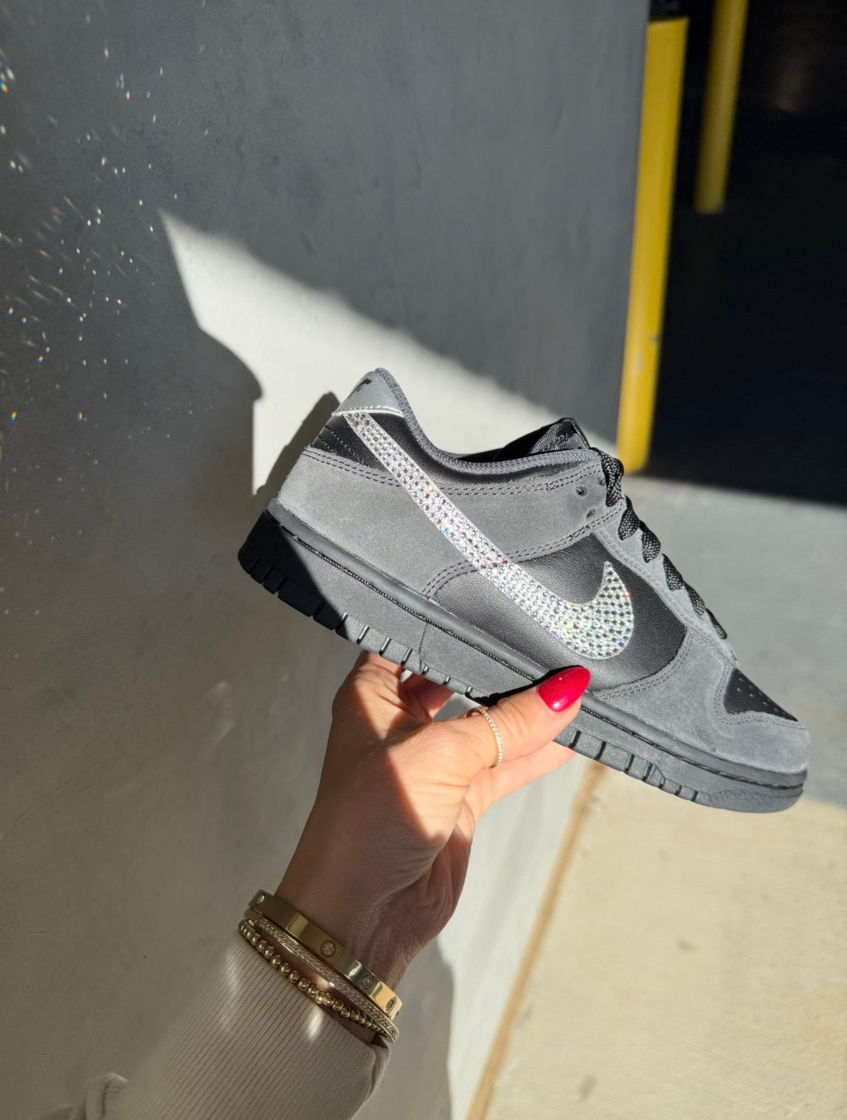 SIZE 7 Black Swarovski Womens Nike Dunk Shoes