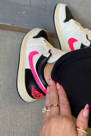 Cream Hot Pink Swarovski Women’s Air Jordan 1 Low Shoes