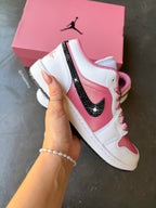 New Pink Black Swarovski Women’s Air Jordan 1 Low Shoes