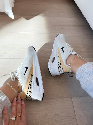 White Gold Leopard Animal Print Swarovski Womens Nike Air Max