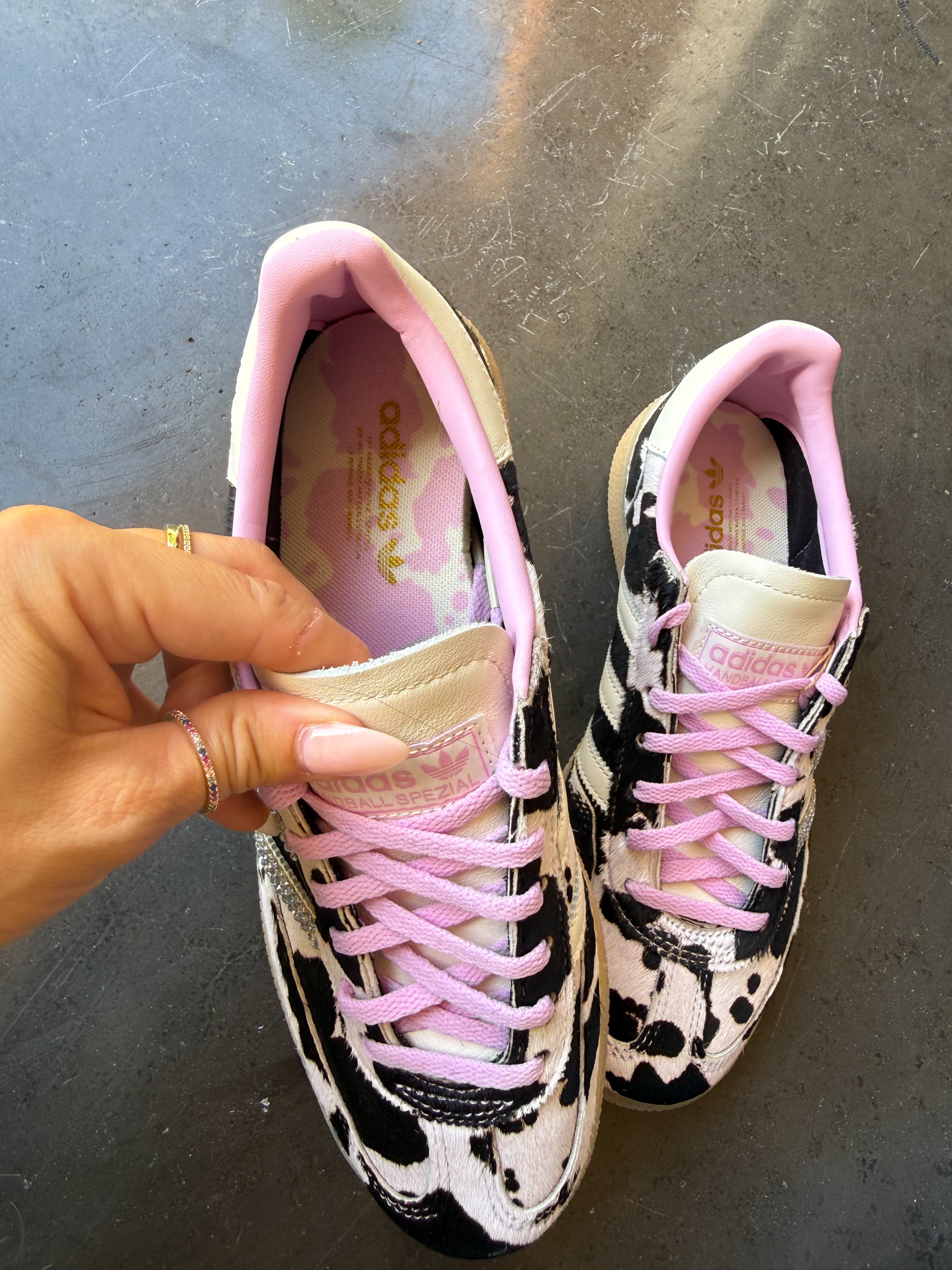 Pink Cow Print Swarovski Adidas Original Spezial Shoes