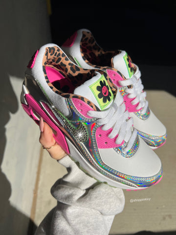 RARE 70’s Iridescent Leopard Swarovski Womens Nike Air Max 90