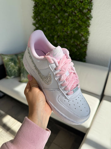 Valentine’s Pink Velvet White Swarovski Nike Air Force 1