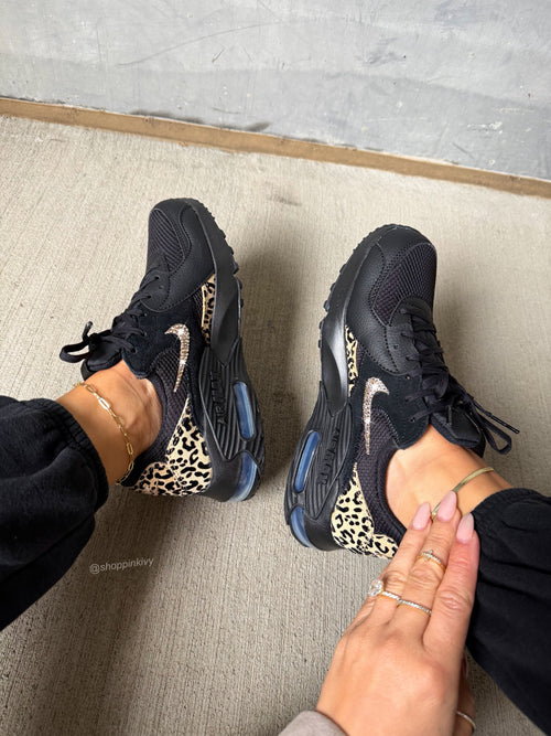 Nike Air Max de leopardo negro con cristales de Swarovski para mujer