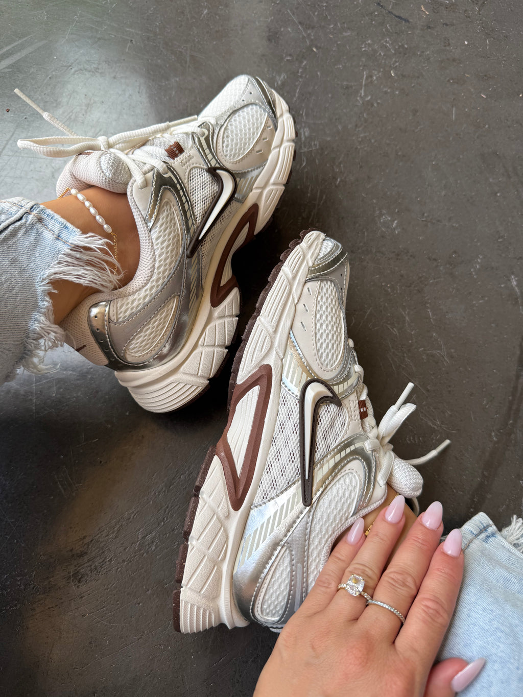 Neutral Coffee Metallic Swarovski Womens Nike Shoes