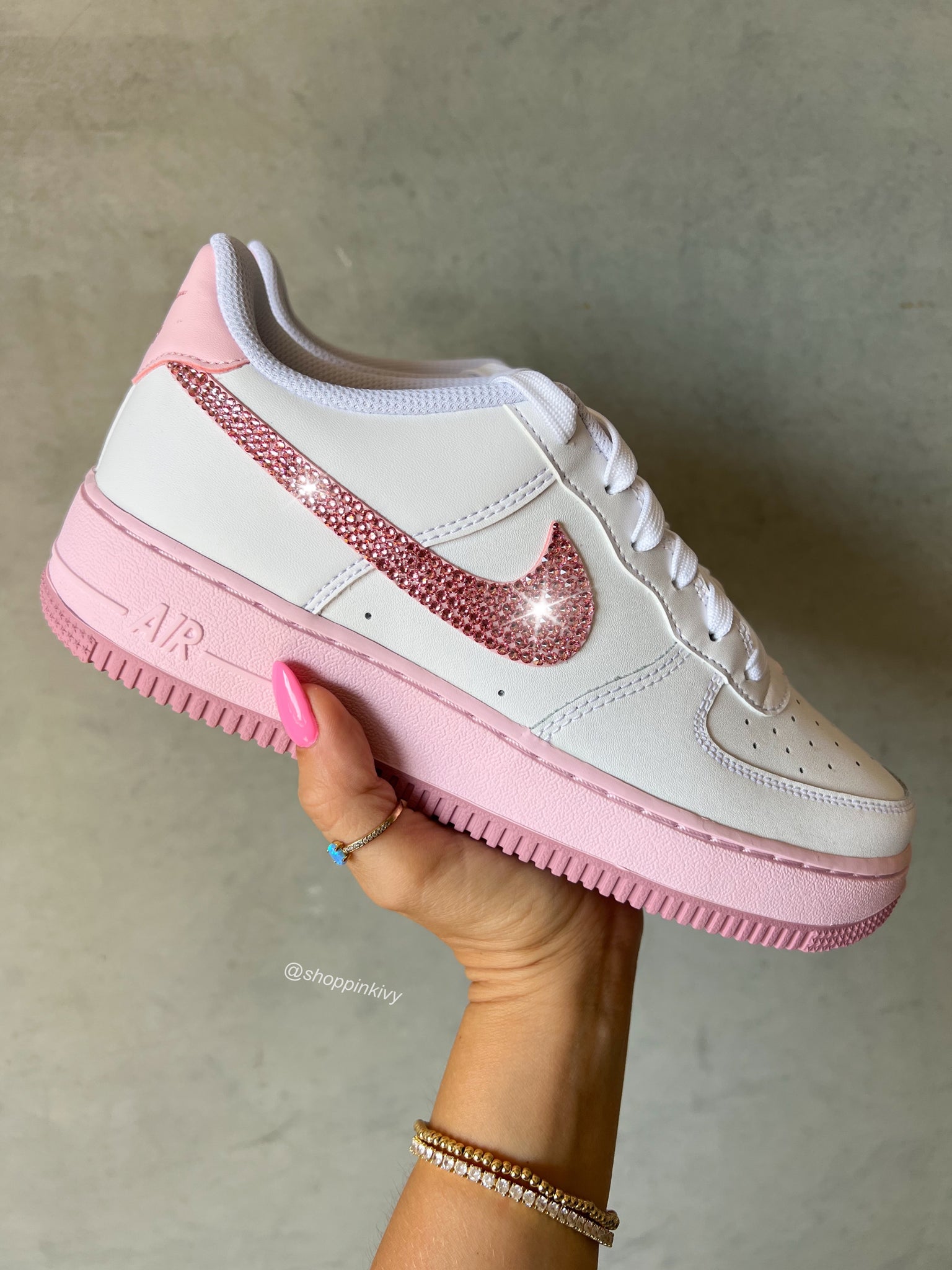 Zapatos bajos de mujer Swarovski rosa Air Force 1 Pink Ivy