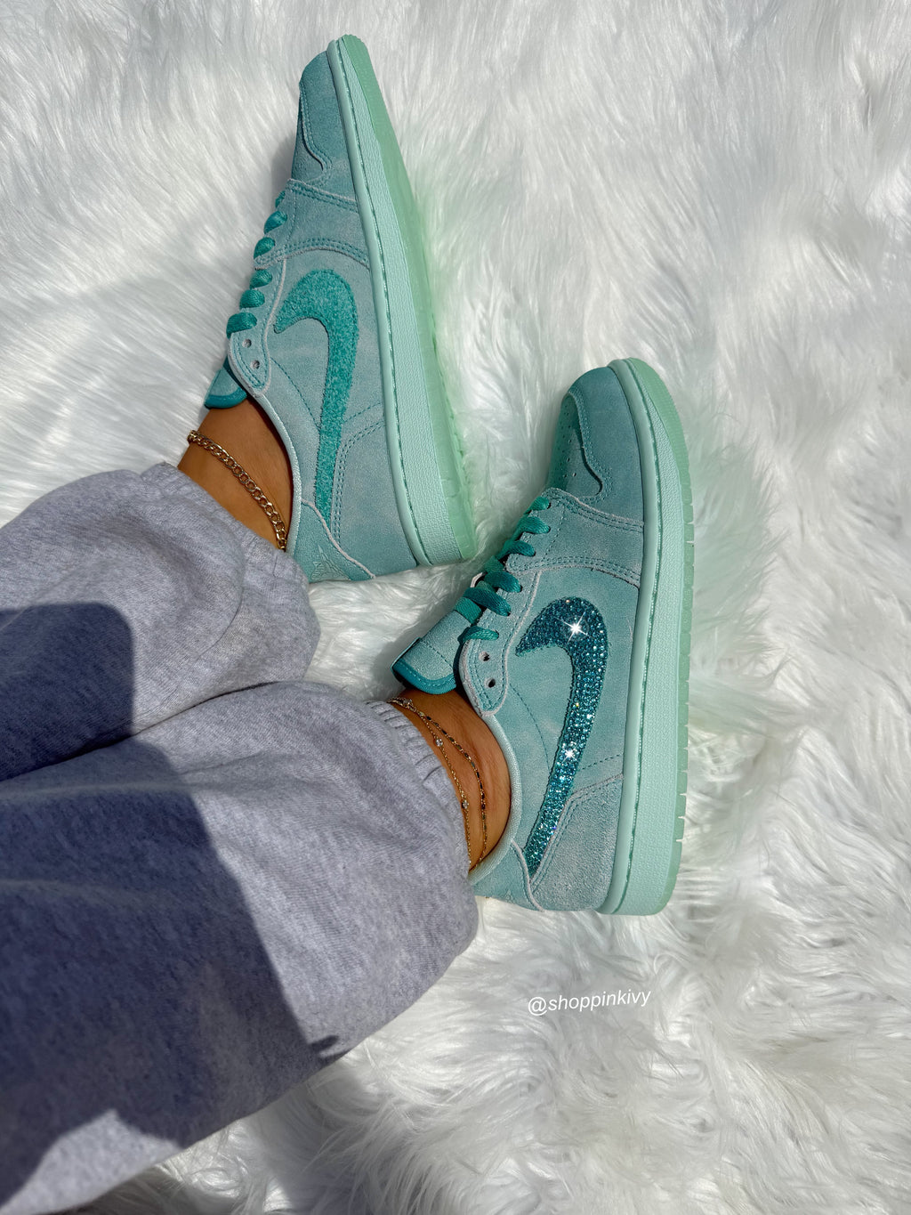 Zapatillas Air Jordan 1 Retro OG Low Edición Especial Aqua Swarovski para Mujer