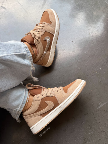 NEW Fall Tan Swarovski Women’s Air Jordan 1 Low Shoes