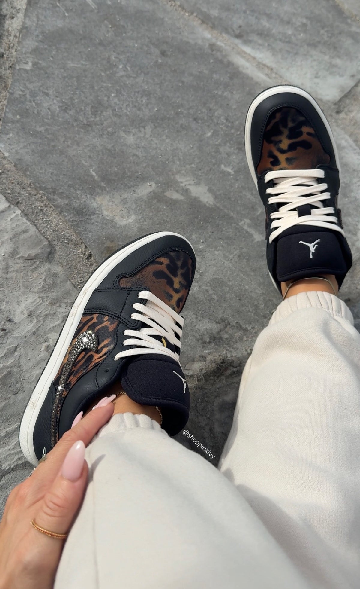 NEW Leopard Swarovski Women’s Air Jordan 1 Low Shoes