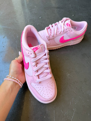 Bubblegum Baby Pink Swarovski Womens Nike Dunk Shoes