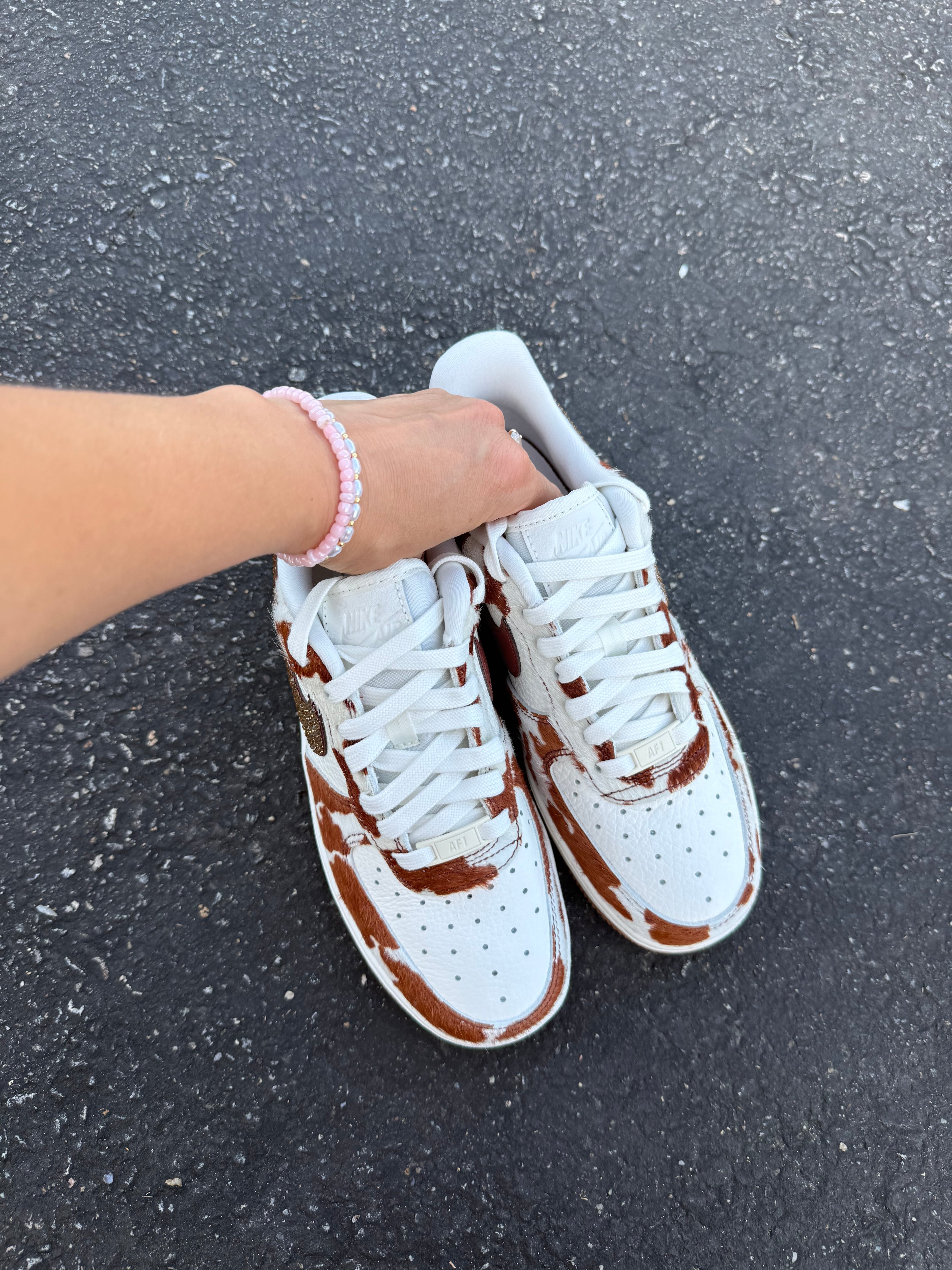 Cowgirl Cow Print Swarovski Womens Nike Air Force One