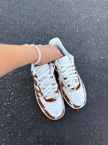 NEW Cowgirl Cow Print Swarovski Womens Nike Air Force One