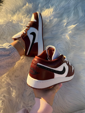 Rare Coffee Brown Swarovski Women’s Air Jordan 1 Low Shoes