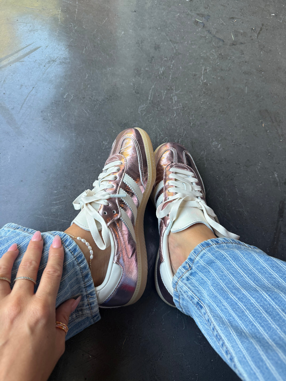 Pink Metallic Swarovski Adidas Samba