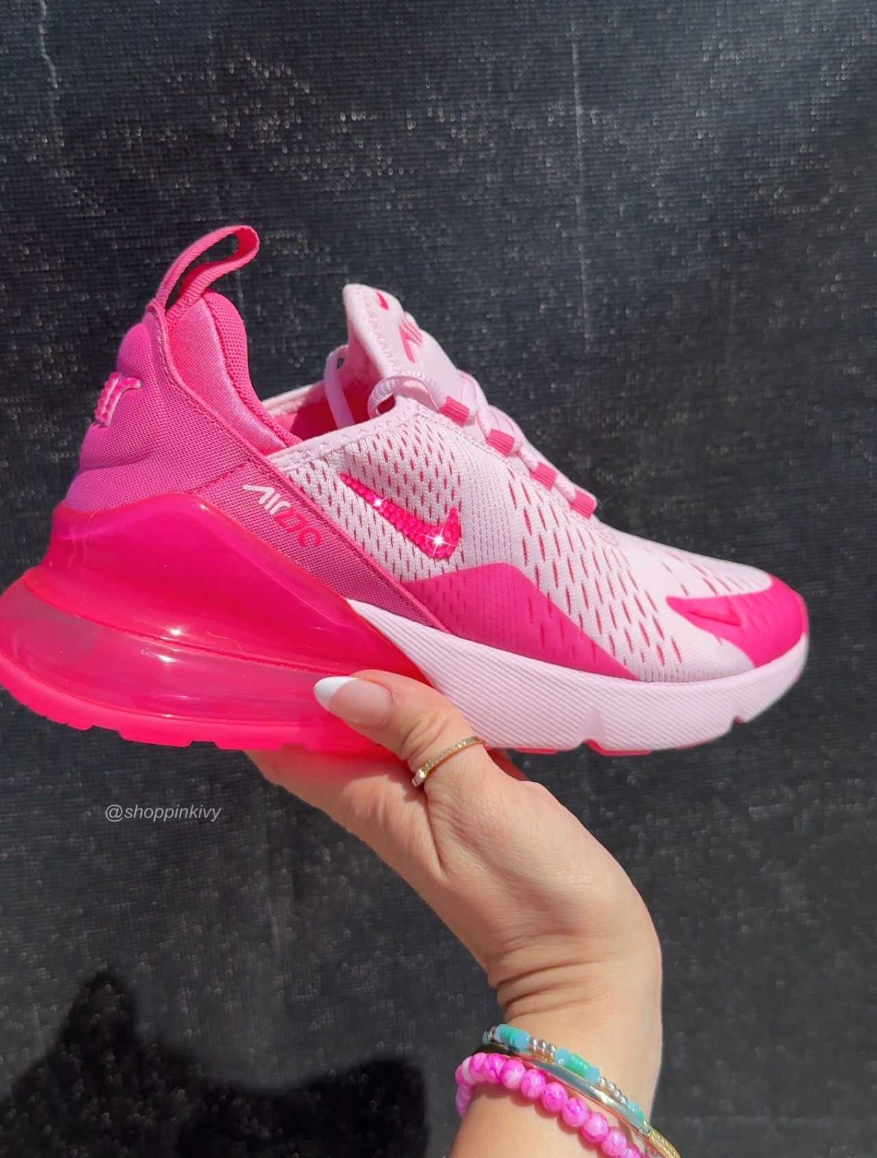Pink Swarovski Nike Womens Girls Air 270
