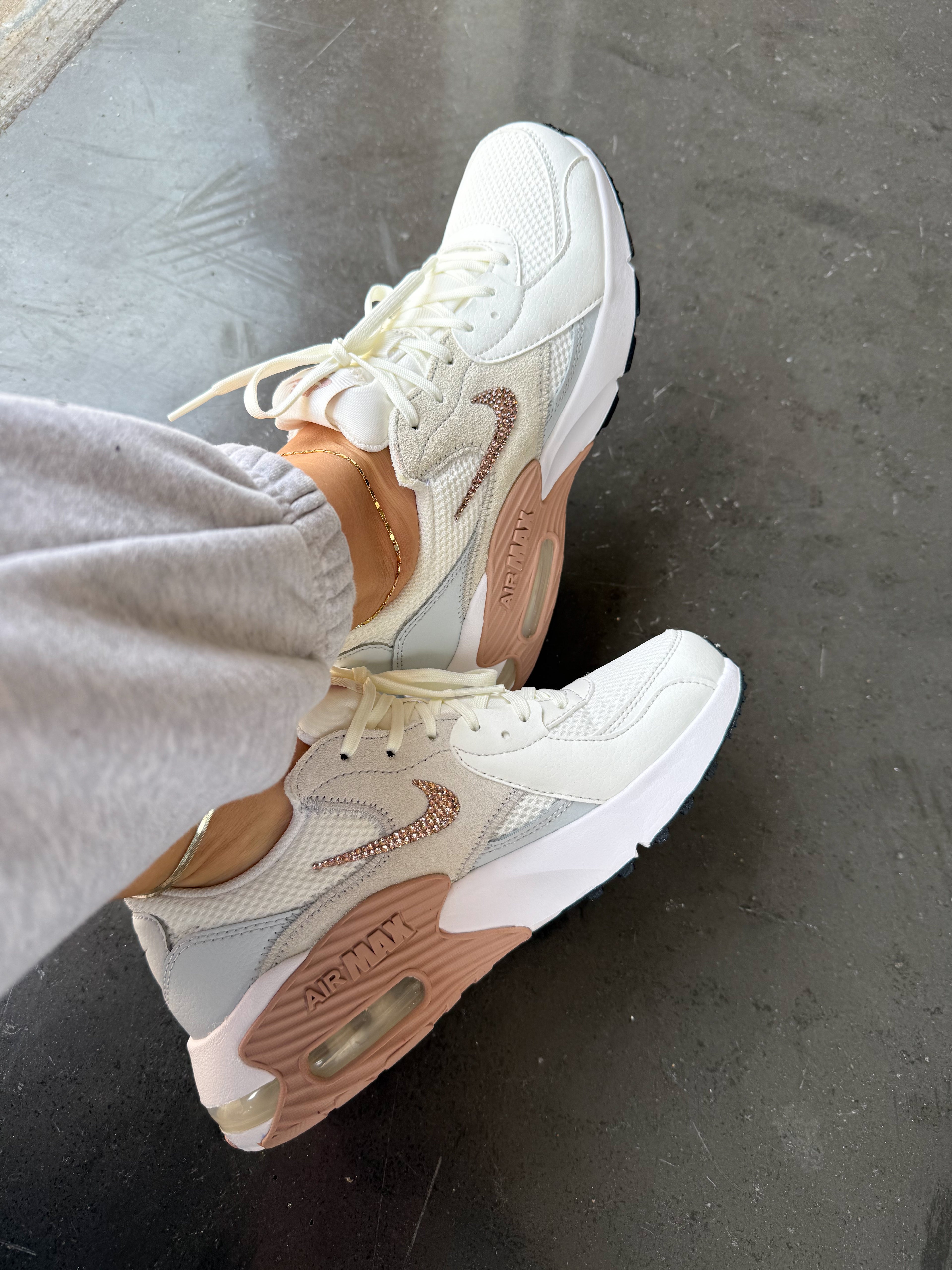 White Rose Gold Nike Swarovski Womens Nike Air Max