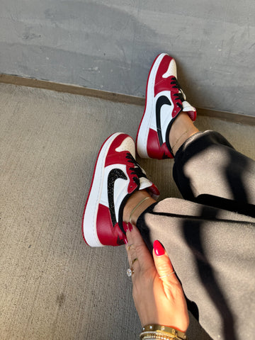 Winter Cranberry Swarovski Women’s Air Jordan 1 Low Shoes