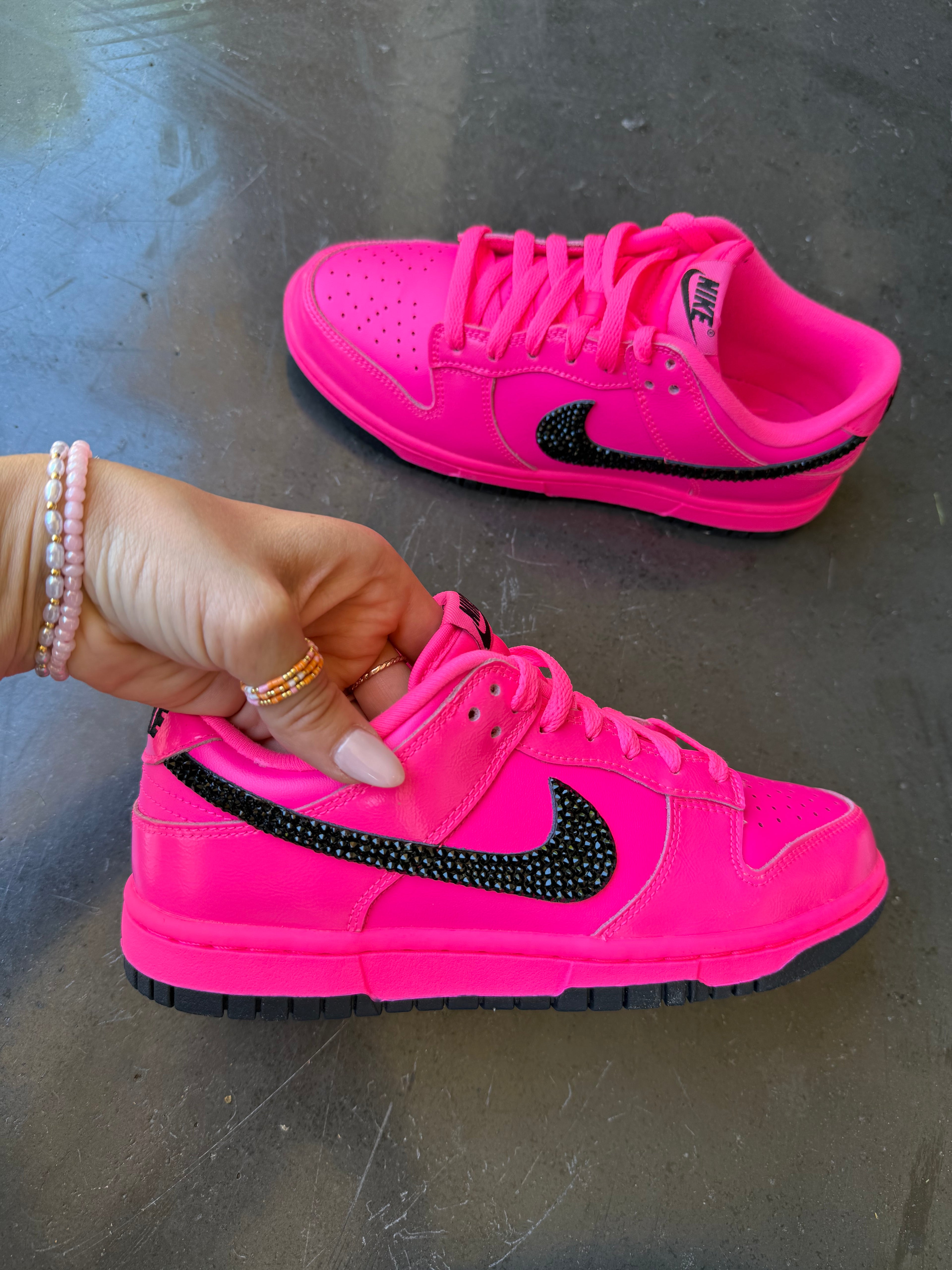 Hot Pink Swarovski Womens Nike Dunk Shoes