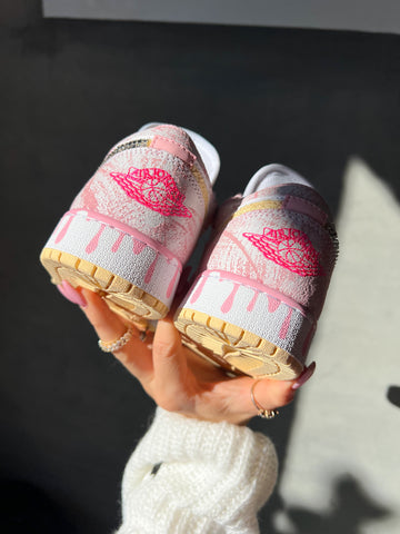 Ice Cream Paint Swarovski Women’s Air Jordan 1 Low Shoes