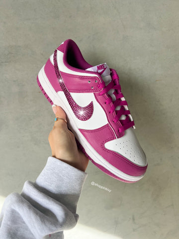 Fuchsia Pink Swarovski Womens Nike Dunk Shoes