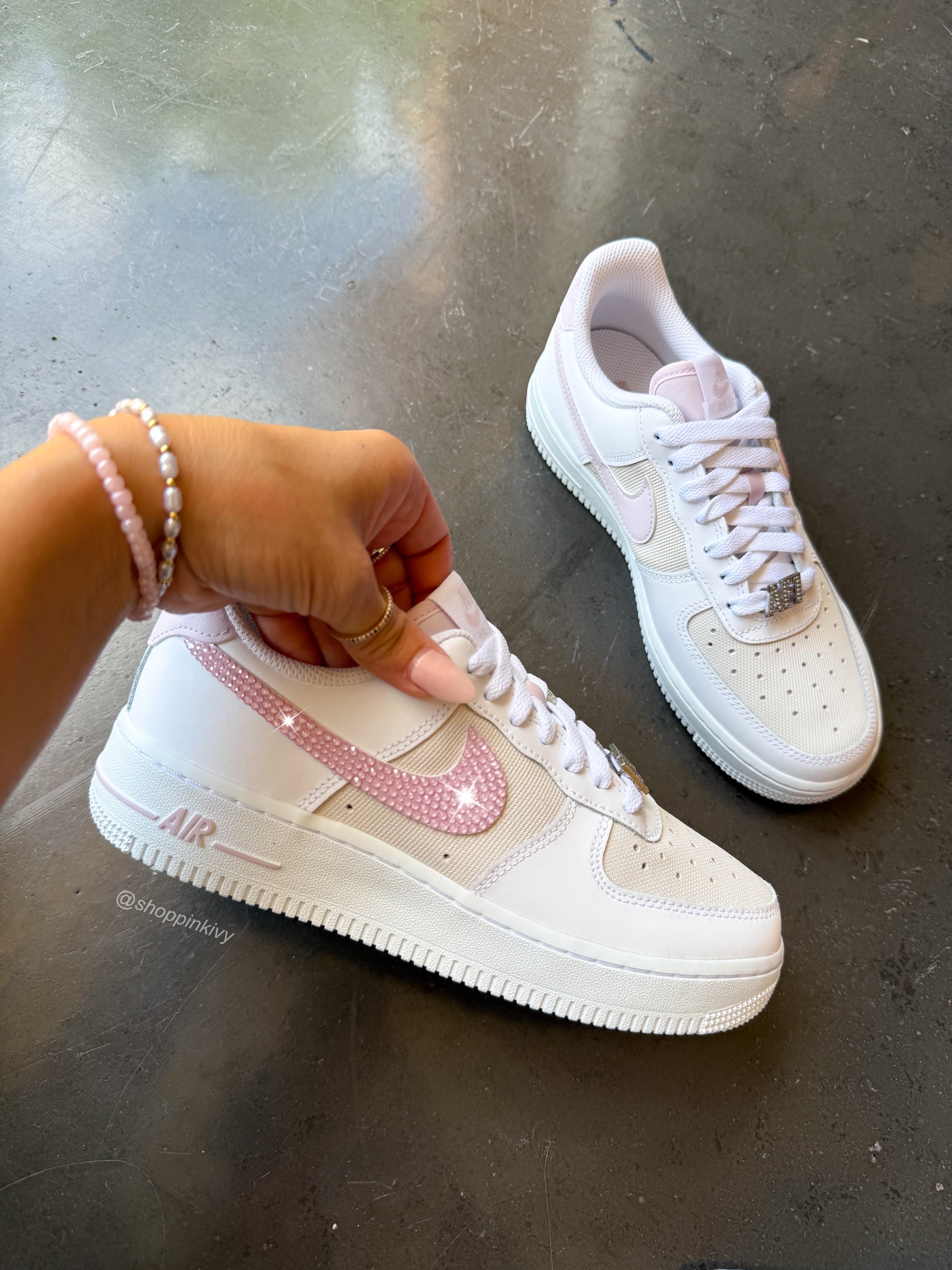 Pearl Pink Beach Neutral Swarovski Nike Air Force 1