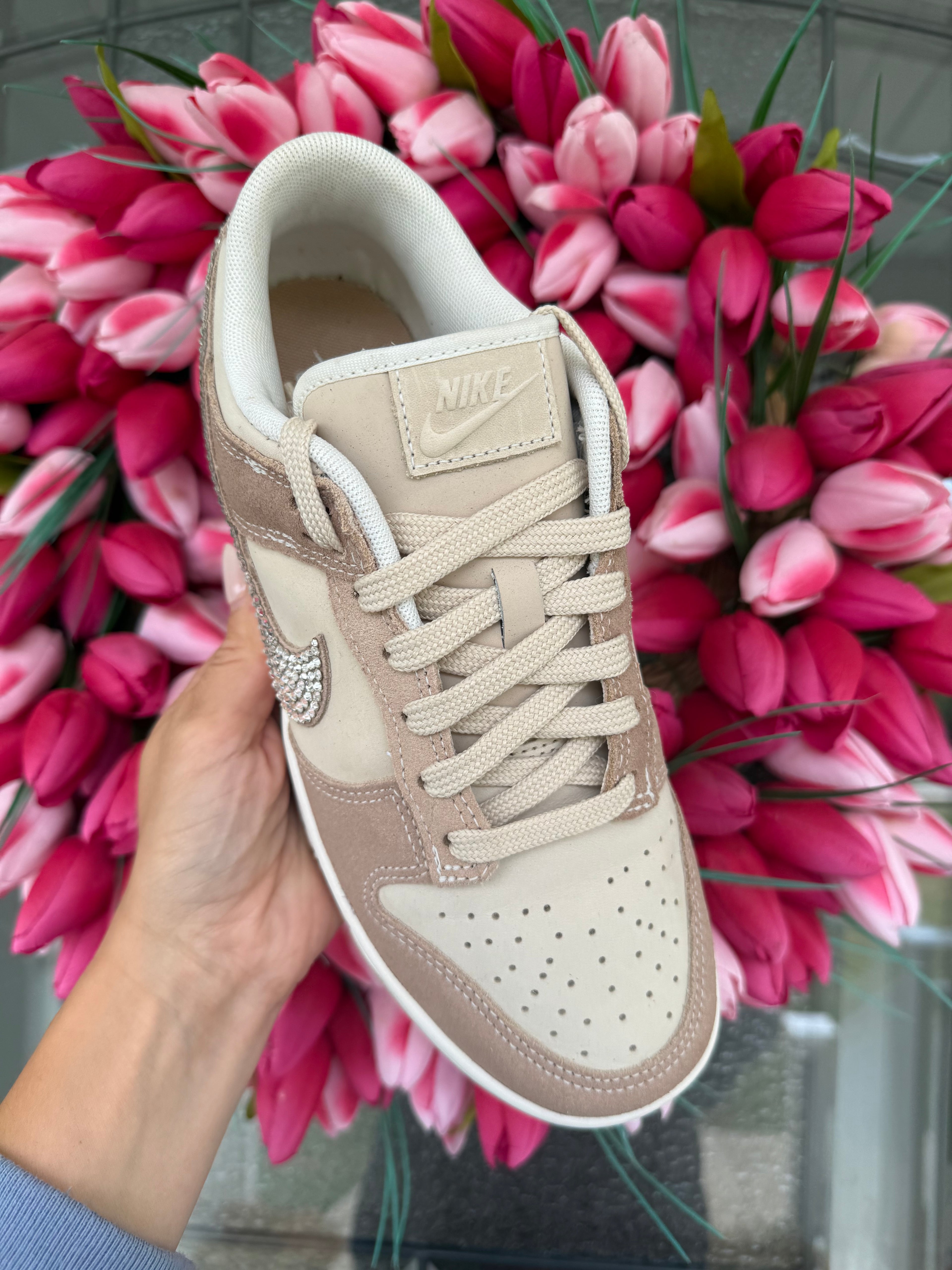 SIZE 7.5 Rare Sand Swarovski Womens Nike Dunk Shoes